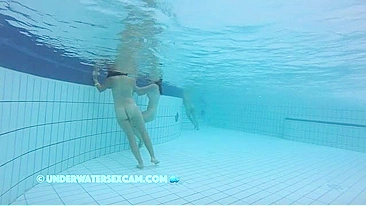 Underwater incest tease from two sisters who show off in the pool