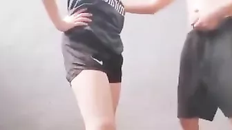 Fast and furious outdoor fuck with a sporty sister getting screwed hard