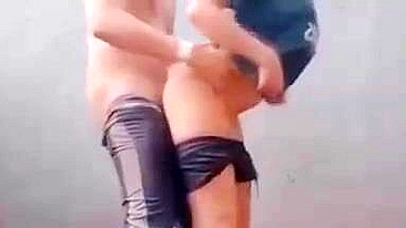 Fast and furious outdoor fuck with a sporty sister getting screwed hard