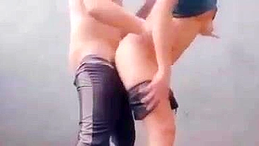 Fast and furious outdoor fuck with a sporty sister getting screwed hard