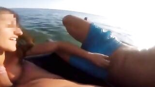 Blowjob from a daughter who is working hard on her stepdad's cock in public