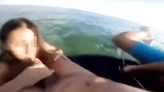 Blowjob from a daughter who is working hard on her stepdad's cock in public