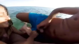 Blowjob from a daughter who is working hard on her stepdad's cock in public