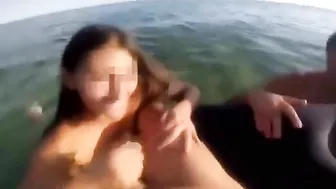 Blowjob from a daughter who is working hard on her stepdad's cock in public