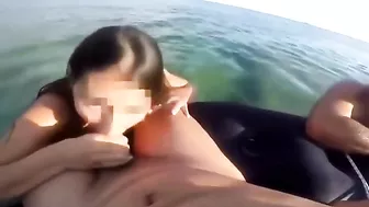 Blowjob from a daughter who is working hard on her stepdad's cock in public