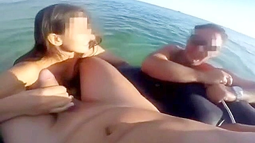 Blowjob from a daughter who is working hard on her stepdad's cock in public