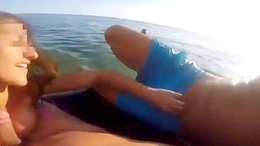 Blowjob from a daughter who is working hard on her stepdad's cock in public