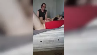 Lusty brunette taking care of that hard cock with her needy mouth