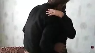 Real daddy with a real hard cock is going to screw her oozing twat