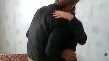 Real daddy with a real hard cock is going to screw her oozing twat