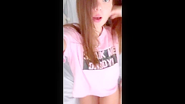 Girl dressed in pink encourages daddy to spank her into submission