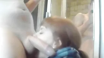 Taboo son persuaded a stunning mommy to suck his dick in the bathroom