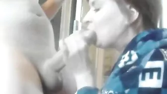 Taboo son persuaded a stunning mommy to suck his dick in the bathroom