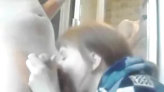 Taboo son persuaded a stunning mommy to suck his dick in the bathroom
