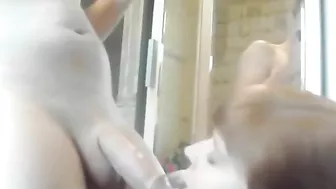Taboo son persuaded a stunning mommy to suck his dick in the bathroom