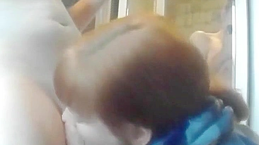 Taboo son persuaded a stunning mommy to suck his dick in the bathroom