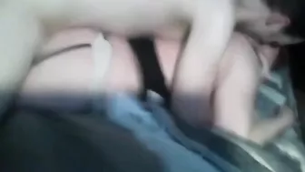 Prone boning with a meaty ass lady who needs his dick from behind too