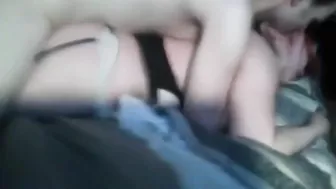 Prone boning with a meaty ass lady who needs his dick from behind too