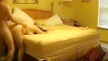 Taboo fuck scene with dad and son sharing the insatiable mommy big time