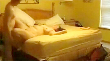 Taboo fuck scene with dad and son sharing the insatiable mommy big time