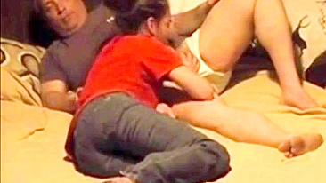 Big white cock gets right into her mouth in a n incest oral fuck sesh