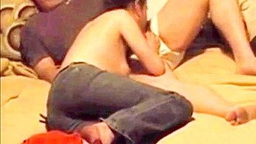 Big white cock gets right into her mouth in a n incest oral fuck sesh