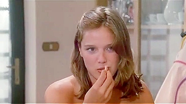 Vintage high quality scene showing an incest daughter who seduces her dad