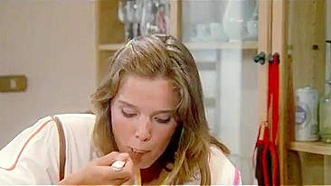 Vintage high quality scene showing an incest daughter who seduces her dad