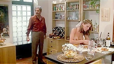 Vintage high quality scene showing an incest daughter who seduces her dad