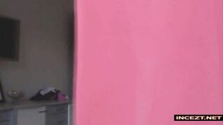Mommy shows her toned figure and beautiful smile... for her real son