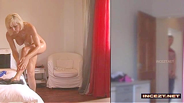 Mommy shows her toned figure and beautiful smile... for her real son