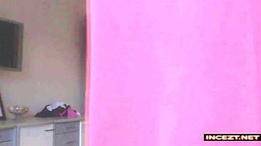 Mommy shows her toned figure and beautiful smile... for her real son