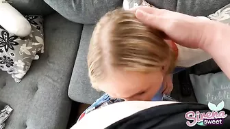 Innocent blondie daughter just wants daddy to stretch her out for real