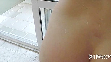 She gets a close-up shot of her brother's hard dick before he gapes