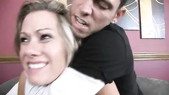 Mother with a set of huge fake knockers is going to get gaped hard