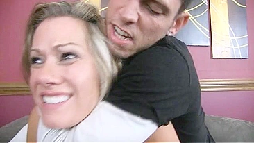 Mother with a set of huge fake knockers is going to get gaped hard