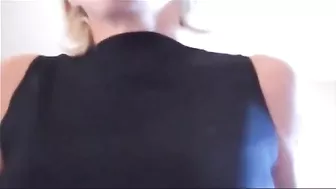 Horny mom is going to ride son but he refuses to show his real face