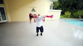 Girl and XXX Goliath are going to do porn after fooling around Girl and XXX Goliath are going to do porn after fooling around