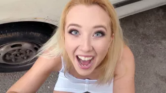 Lustful porn blonde takes lover's XXX prick into mouth on the road Lustful porn blonde takes lover's XXX prick into mouth on the road