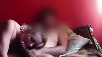 Blowjob porn movie showing a horny daddy who fucks her greedy mouth