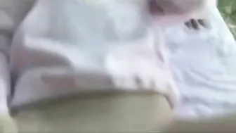 Public fucking session showing a horny stepsister in taboo forest fuck vid