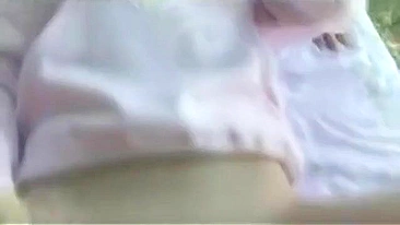 Public fucking session showing a horny stepsister in taboo forest fuck vid