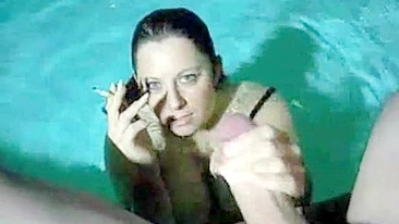 Smoking hot real taboo sister fuck with a horny POV hottie in a pool