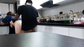 I convince the mom to fuck in the kitchen while dad's in the next room.