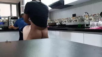 I convince the mom to fuck in the kitchen while dad's in the next room.