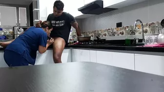 I convince the mom to fuck in the kitchen while dad's in the next room.