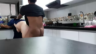 I convince the mom to fuck in the kitchen while dad's in the next room.