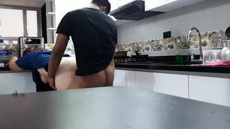 I convince the mom to fuck in the kitchen while dad's in the next room.