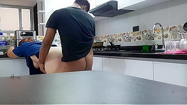 I convince the mom to fuck in the kitchen while dad's in the next room.