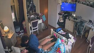 Hacked IP CAM Caught real incest - Mad Brother fucks sister at night